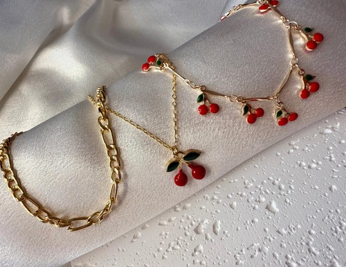 3pc cherry pendant anklet set - pendant,