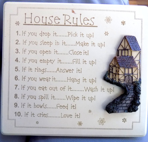 Wooden sign house - house, rules