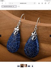 BEAUTIFUL BLUE SPONGE CORAL DANGLE EARRINGS from Royal Bali-HALF PRICE