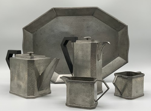 Art deco pewter tea coffee - tea,