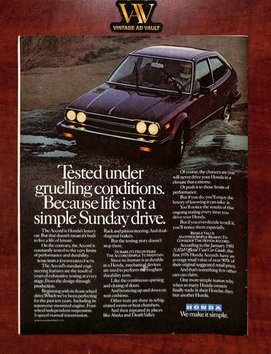 Honda accord vintage print - honda, ad