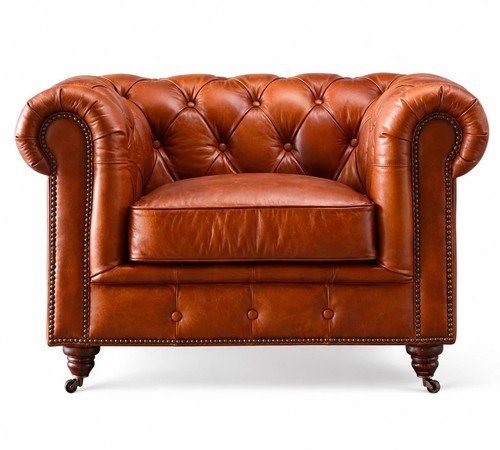Chesterfield leather sofa - leather,