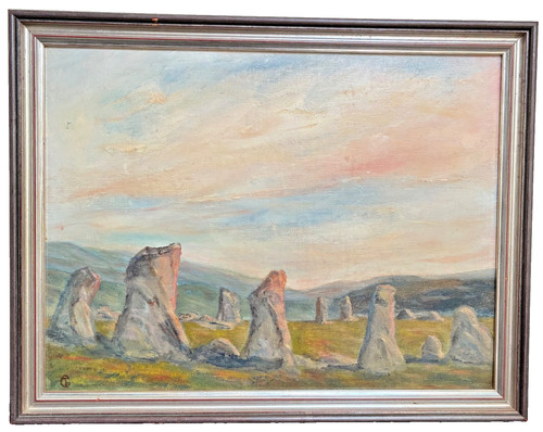 Vtg oil painting castlerigg - vtg,