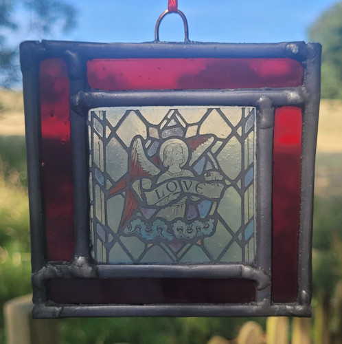 Stained glass angel love - stained,