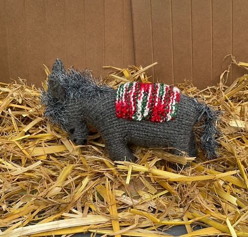 Hand knitted grey donkey - hand,