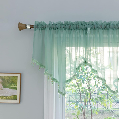 Beaded sheer valance curtains - beaded,