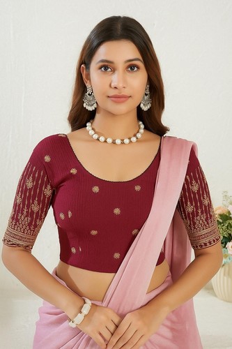 Stretch jacquard saree - jacquard, blouse
