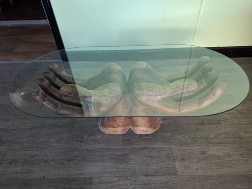 Wooden hand carved hands - carved, glass