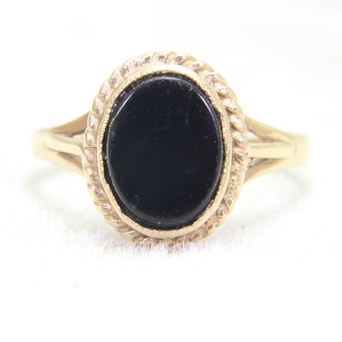 Vintage 9ct gold onyx - vintage, ring