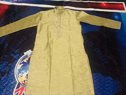 Men beige silk embroidered - beige,