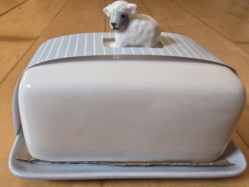Ceramic sheep butter dish - sheep,