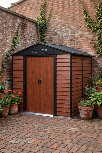 Brown wood effect - brown, metal