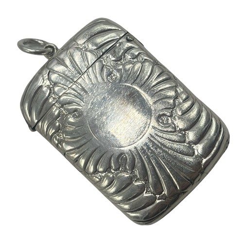 Embossed silver vesta case - embossed,