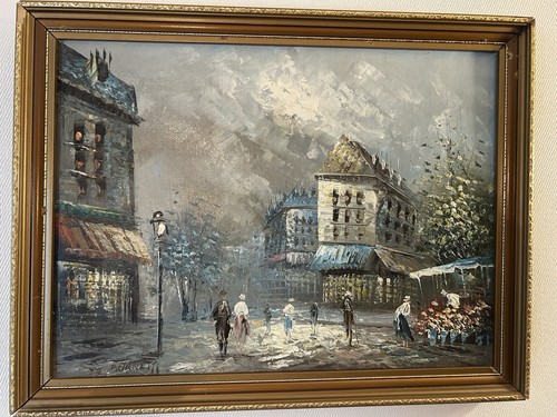 Vintage paris oil canvas - paris,
