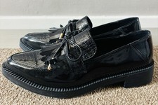 Black patent tassle loafers - black,