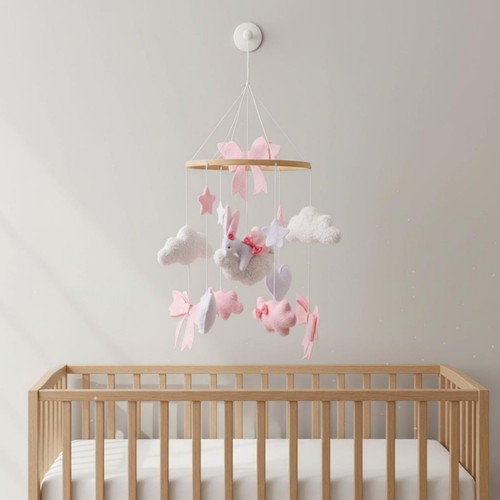 Pink felt crib - pink, soothing