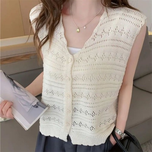 Thin knitted cardigan neck - cardigan, v-neck