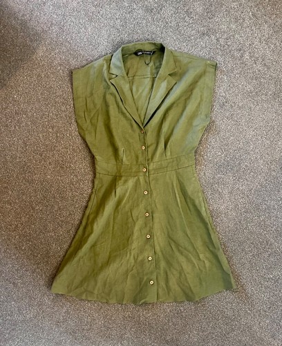 Zara khaki green button - green, front