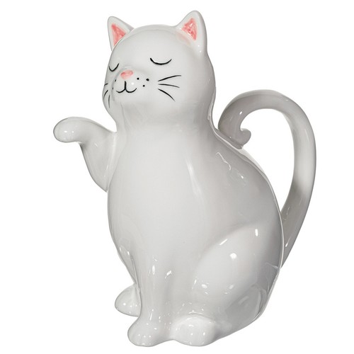 Cat watering can white - cat,