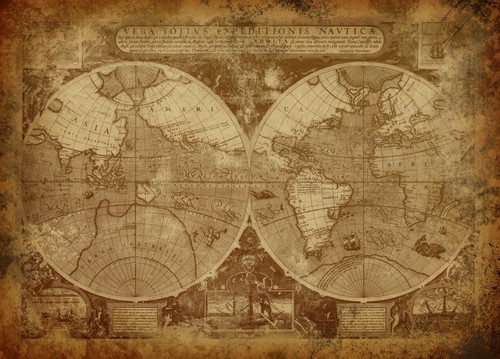 Vintage world maps poster - ,