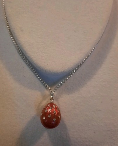 Fabergé style egg pendant red - fabergé-style,