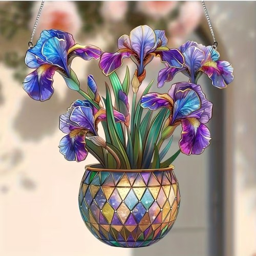 Lovely purple iris vase - iris, in