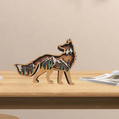 Wooden fox statue - wooden,