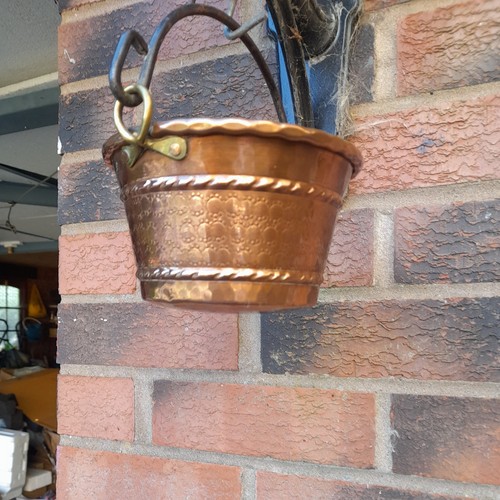 Copper hanging pot tub planter - copper,