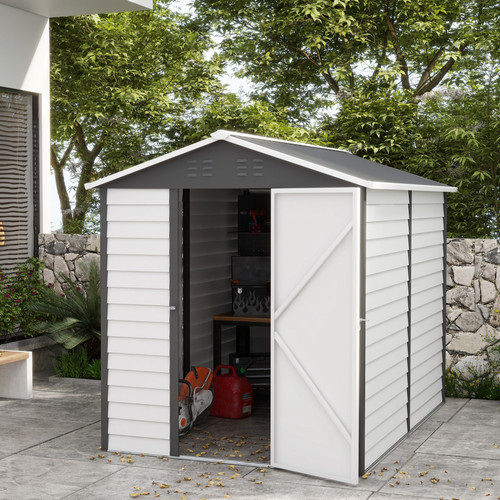 Galvanised metal garden shed - garden,