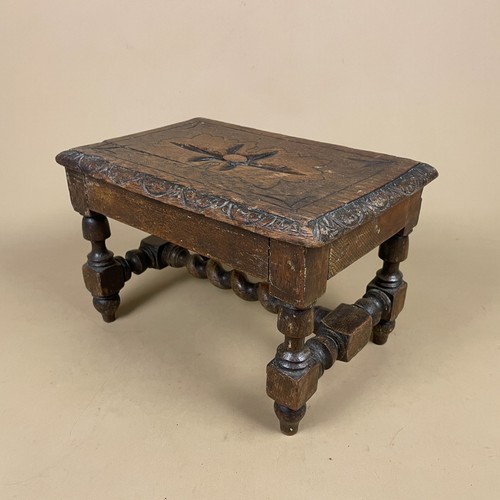 Carved oak footstool - oak,
