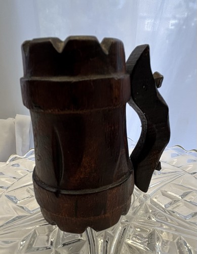 Vintage small wooden tankard - wooden,