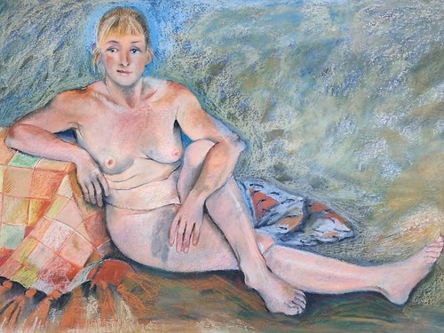 Pastel painting nude female - pastel,