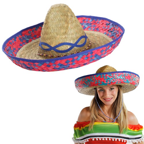 Ladies blue mexican sombrero - ladies,