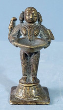 Brass figure GODDESS LAKSHMI Dhokla Votive Lamp, Miniature.  India