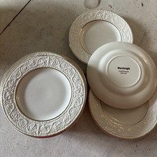 Burleigh White Ironstone 8" Salad Plates Staffordshire England Creamy White 