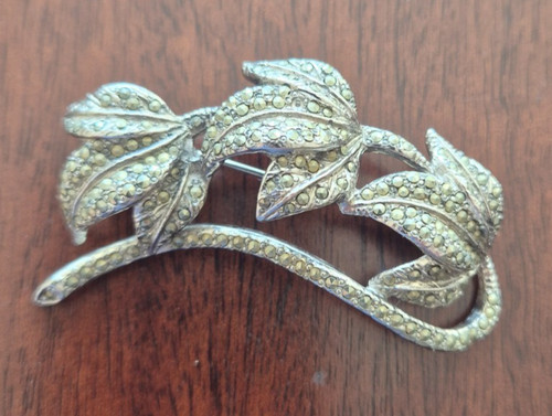 Vintage marcasite brooch - marcasite,