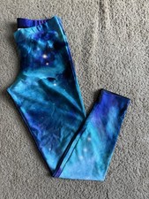 Blackmilk Teal Purple Galaxy Nebula Leggings Size Large New Unworn