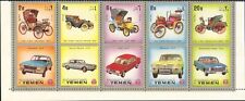 Yemen 1970 Modern Cars/Vintage Transport/Motors/Rolls Royce/FIAT 10v blk  s5353h