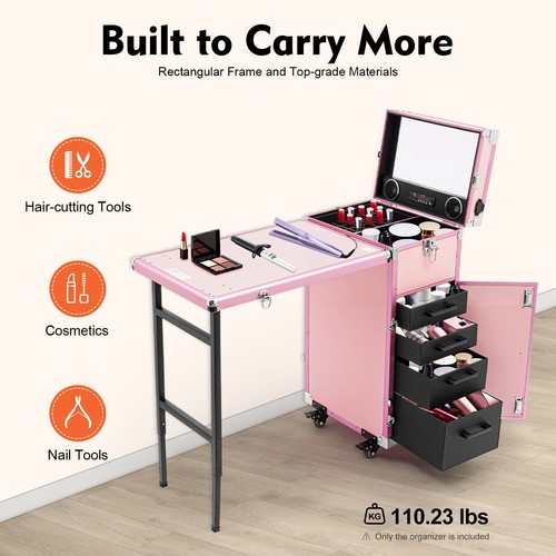 Rolling makeup train case - case, with