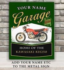 PERSONALISED KAWASAKI KH250 RED  GARAGE SHED MOTORCYCLE  Retro Metal SIGN VB52