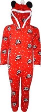 Disney Minnie Mouse 1Onesie Girls Fleece Hooded All In One Pyjamas / Sleepsuit