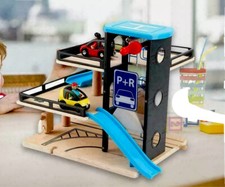 Kids wooden car garage carpark