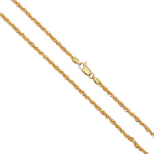 22ct Yellow Gold Lightweight Hollow Rope Chain Necklace 18'' inches 2.6mm Width