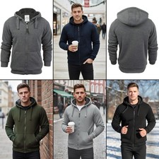 Mens Sherpa Fleece Fur Lined Hoodie Brave Soul Winter Zip Up Hoodie