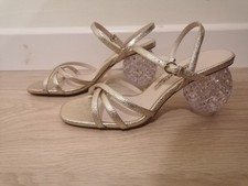 Zara Gold Heeled Sandals Size