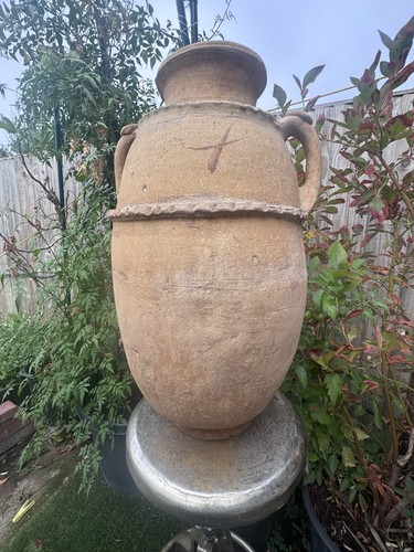 Large terracotta amphora urn - terracotta,
