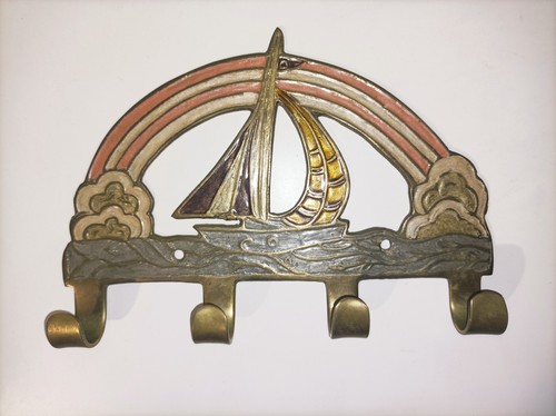 Vintage brass sailboat rainbow - sailboat,