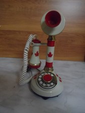 Deco - Tel Vintage 1973 Candlestick Rotary Dial Telephone Maple Leaf Canada Rare