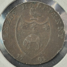 UK 1791, ½ Half Penny Yorkshire – Leeds / Paley’s Emergency Coinage Coin