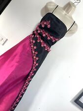 Pink black dress sleeveless taffeta satin long size 12